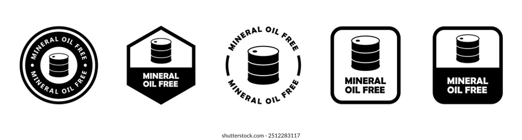 Sem óleo mineral - sinais vetoriais para a rotulagem do produto.