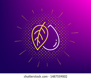 Mineral oil line icon. Halftone pattern. Organic tested sign. Water drop symbol. Gradient background. Mineral oil line icon. Yellow halftone pattern. Vector