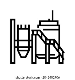 Mineral Processing Plant Line Icon Vector. Mineral Processing Plant Sign. Isolated Contour Symbol Black Illustration