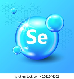 Mineral Se Selenium blue shining pill capsule icon. Se Selenium Vector. Mineral Blue Pill Icon. Vitamin Capsule Pill Icon. Substance For Beauty, Cosmetic, Heath Promo Ads Design. 3D Mineral Complex