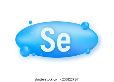 Mineral Se Selenium blue shining pill capsule icon. Substance For Beauty. Selenium Mineral Complex.