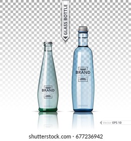 Mineral Still Or Sparkling Water Bottles Mock Up. Isolated On Transparent Background. Vector 3d Detailed Mock Up Set Illustration