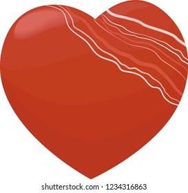 mineral stone Carnelian on white background in the shape of a heart