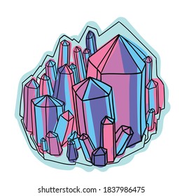 mineral stone, crystals. vector contour illustration.