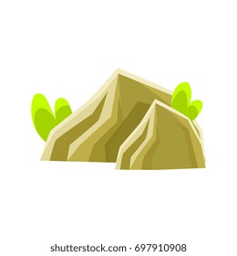 Mineral stones, rocks in natural environment vector Illustration