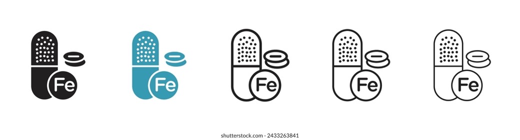 Mineral Supplement Vector Icon Set. Wellness Boost vector symbol for UI design.