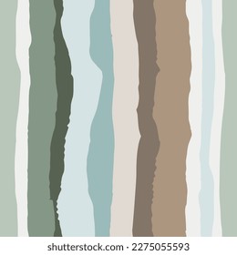 Mineral Texture Organic Stripes Vector Seamless Pattern. Vertical Hand-Drawn Lines in Earthy Blue and Brown Tones. Nature Minimalistic Graphic Print