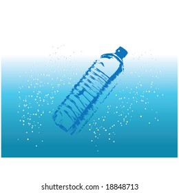 Mineral water bottle with bubble background