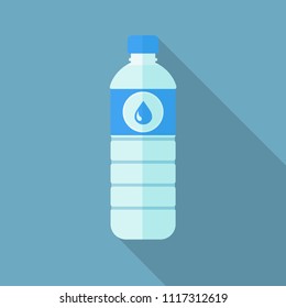 Mineral Water Bottle. Flat Design Style