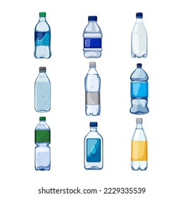 mineral water bottle set cartoon. drink plastic, fresh blue, healthy glass, clean cold, pure mineral water bottle vector illustration