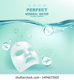 Mineral Water Collagen or Serum Vitamin Vector Background for Skin Care Cosmetic Products.