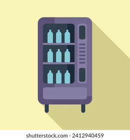 Mineral water drinking machine icon flat vector. Selling snack. Portable bottle