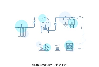 mineral water extraction process vector icons
