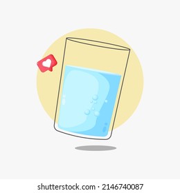 Mineral water in glass icon design
