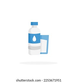 Icono de agua mineral llano. Ilustración vectorial sobre fondo blanco. Se puede usar para web, app, producto digital, presentación, interfaz de usuario y muchos más.