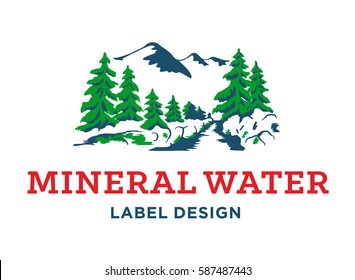 Mineral Water Label Design - Vector Illustration