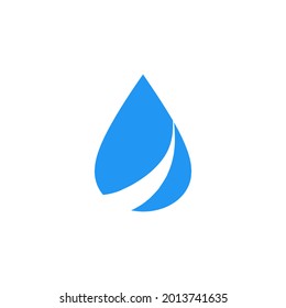 mineral water logo on the mountain. blue water droplets, at the top in the form of a mountain and in the middle there is a river.