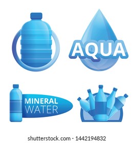 Mineral water logo set. Cartoon set of mineral water vector logo for web design