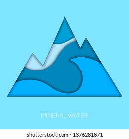 Mineral water poster with waves in a mountain. Vector illustration design