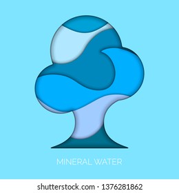 Mineral water poster with waves in a tree. Vector illustration design