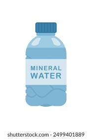 Mineral water in small bottle package. Simple flat illustration.