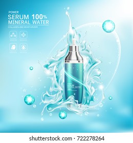 Mineral Water Splash Serum Or Collagen Vitamin Vector Background For Skin Care Cosmetic Products.