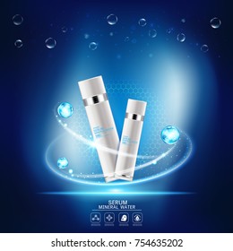 Mineral Water Splash Serum or Collagen Vitamin Vector Background for Skin Care Cosmetic Products.