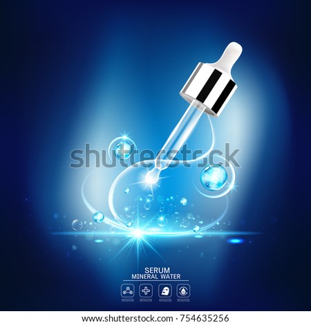 Mineral Water Splash Serum or Collagen Vitamin Vector Background for Skin Care Cosmetic Products.