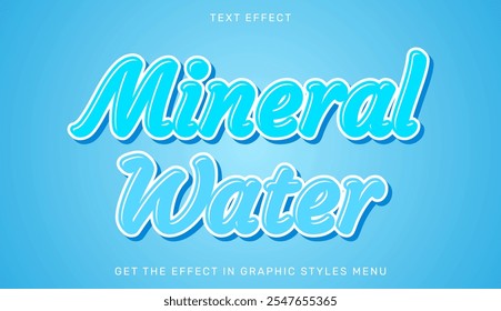 Mineral water text effect in 3d style