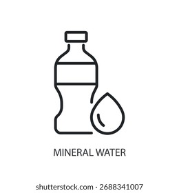 Iconos del vector de la línea fina del agua mineral.