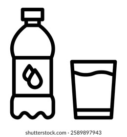 Mineral Water Vector Line Icon Design For Personal And Commercial Use