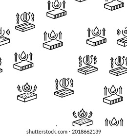 Mineral Wool Material Vector Seamless Pattern Thin Line Illustration