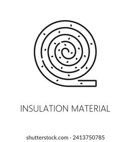 Mineral wool wall thermal insulation. Building house, wall thermal isolation technology, home facade insulation layer mat construction system line vector sign or monochrome pictogram