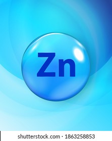 Mineral Zn Zink blue shiny pill capsule icon. Vector Illustration EPS10