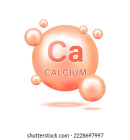 Minerals Calcium and Vitamin for health. Helps to maintain the brain, strong bones. The concept of medical and dietary nutrition. Isolated on a white background.