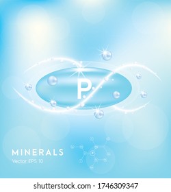 Minerals and collagen blue shining. Dietary supplement and healthy lifestyle. illustration vector EPS10.
