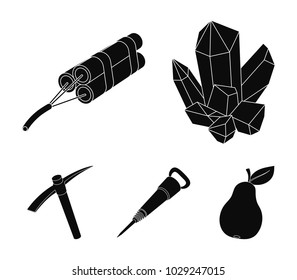 Minerals, explosives, jackhammer, pickaxe.Mining industry set collection icons in black style vector symbol stock illustration web.
