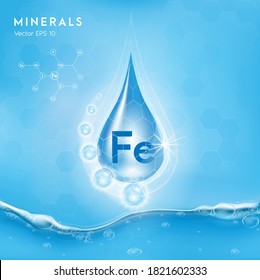 Minerals Fe and collagen blue. illustration vector EPS10.