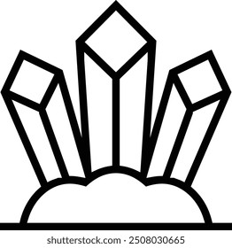 Icono de minerales. Diseño de estilo lineal delgado aislado sobre fondo blanco