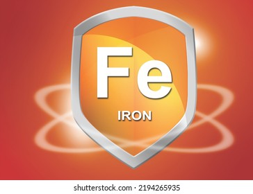 Minerals Iron shield for health concept, 3d rendering