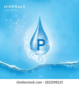 Minerals P blue. Dietary supplement. illustration vector EPS10.