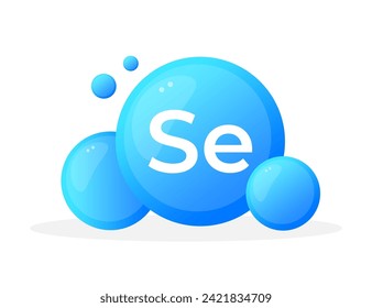 Minerals Selenium Se and Vitamin for health. Chemical element of periodic table