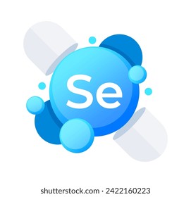 Minerals Selenium Se and Vitamin for health. Chemical element of periodic table