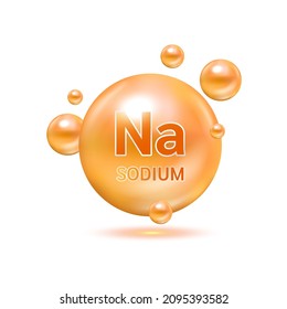 Minerals Sodium Na and Vitamin for health. Medical and dietary supplement health care concept. 3D Vector EPS10 illustration. Isolated on a white background.