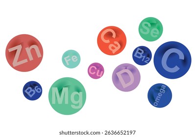 Minerals and vitamins balls. vector	