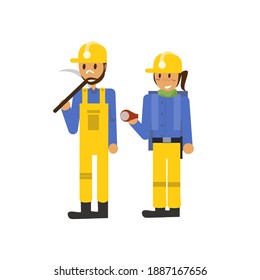 Miners character set, vector illustration