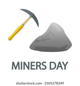 Miners Day rock pickaxe, vector art illustration.