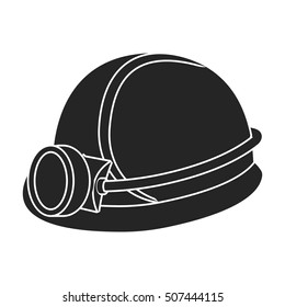 Miner's helmet icon in black style isolated on white background. Mine symbol stock vector illustration.