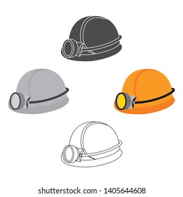 Miner's helmet icon in cartoon,black style isolated on white background. Mine symbol stock vector illustration.