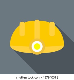 Miners helmet icon in flat style